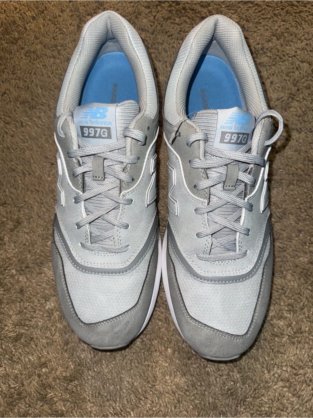 Never worn New Balance 997G Men’s Light Gray and Blue Casual Sneakers
